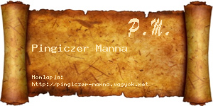 Pingiczer Manna névjegykártya